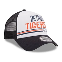 Casquette réglable 9FORTY Stacked A-Frame Trucker 9FORTY des Detroit Tigers New Era pour hommes, blanc/bleu marine