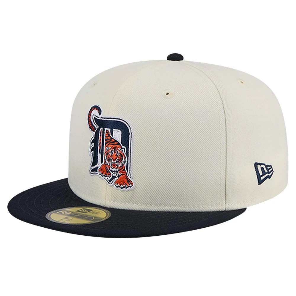 Men's New Era White Detroit Tigers Cooperstown Collection Chrome 59FIFTY Fitted Hat