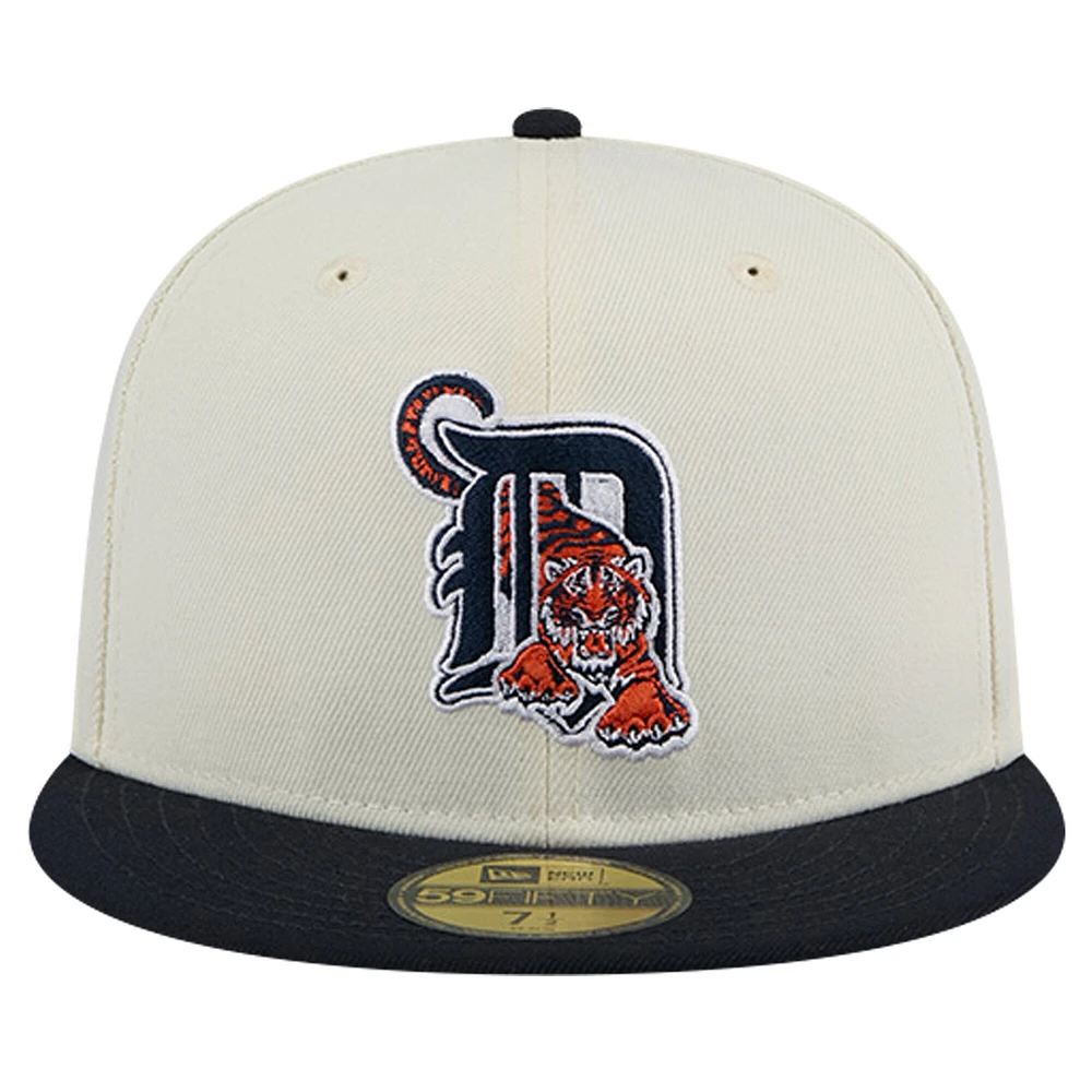 Men's New Era White Detroit Tigers Cooperstown Collection Chrome 59FIFTY Fitted Hat
