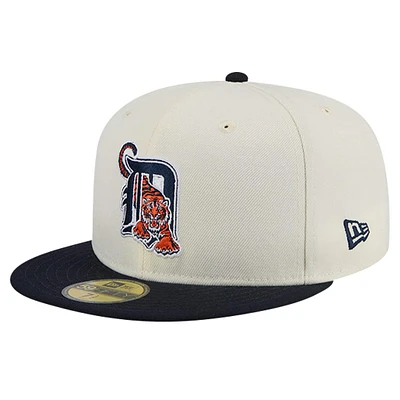 Men's New Era White Detroit Tigers Cooperstown Collection Chrome 59FIFTY Fitted Hat