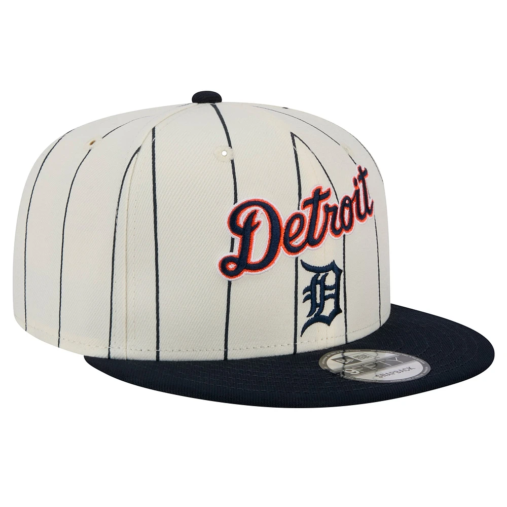 Casquette snapback à rayures blanches Detroit Tigers 9FIFTY de New Era pour homme