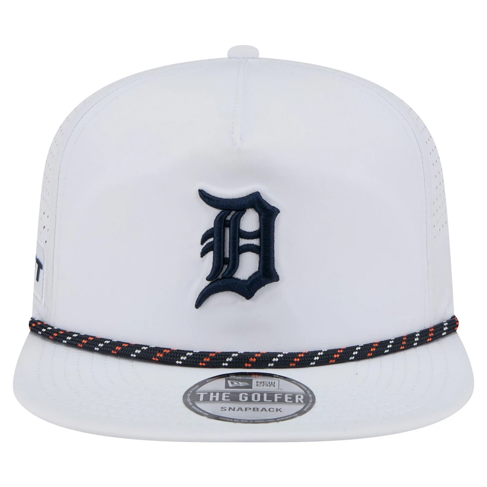 Casquette de golf perforée blanche New Era pour homme, motif Detroit Tigers