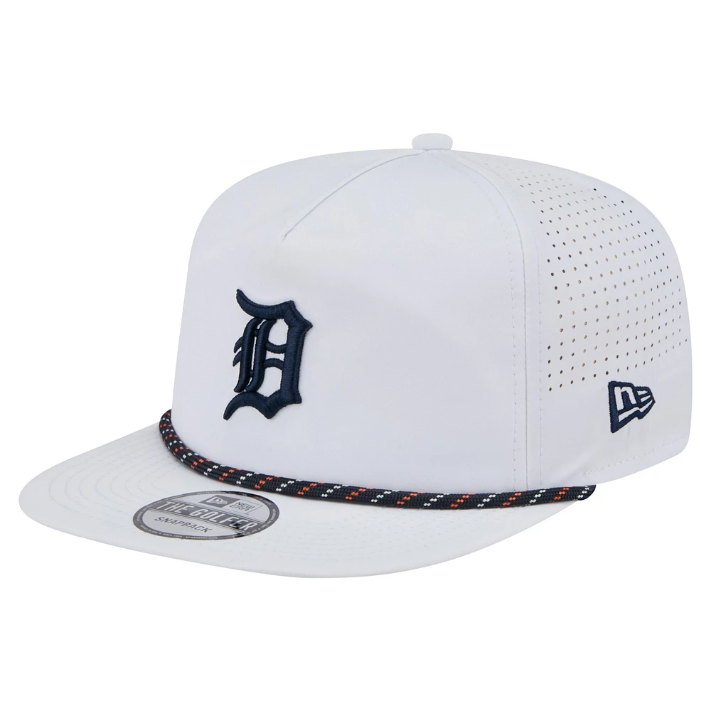 Casquette de golf perforée blanche New Era pour homme, motif Detroit Tigers