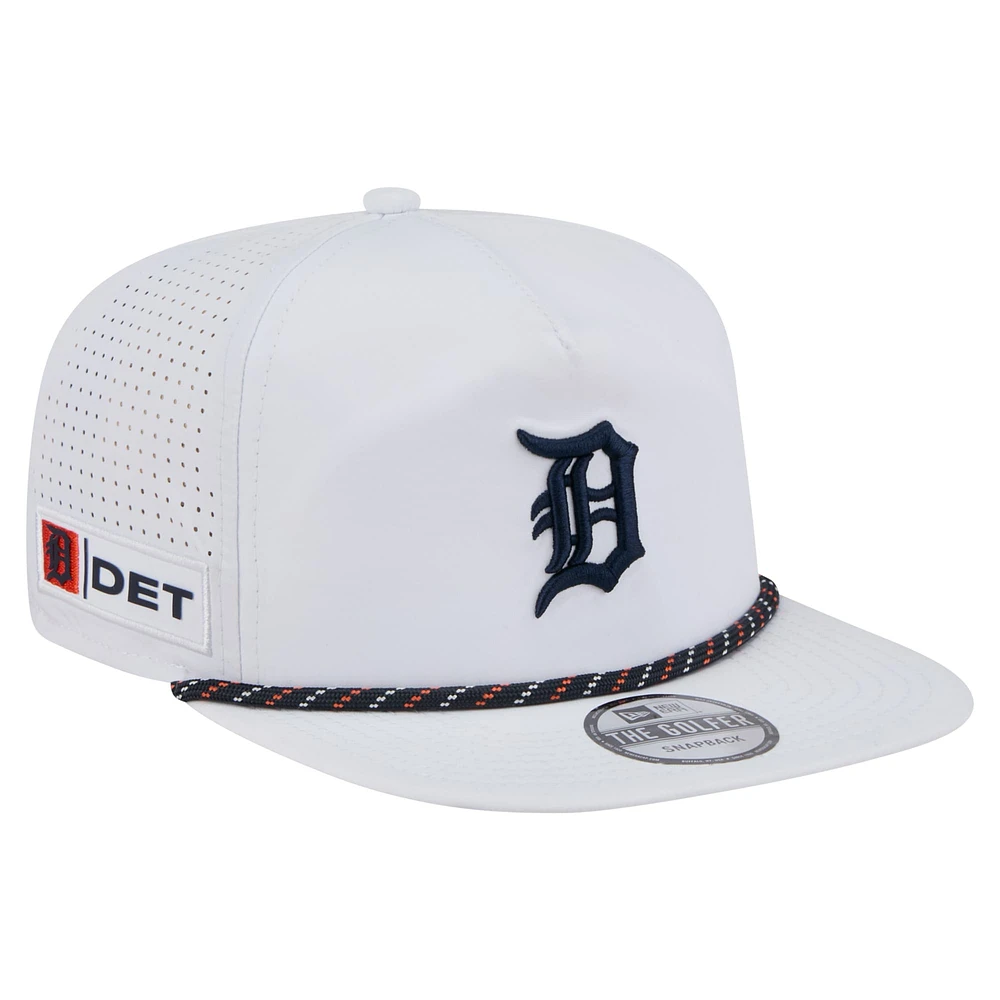 Casquette de golf perforée blanche New Era pour homme, motif Detroit Tigers