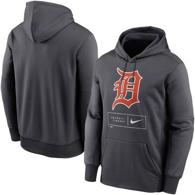 Men's Nike Anthracite Detroit Tigers Pattern Logo Performance - Pullover Hoodie