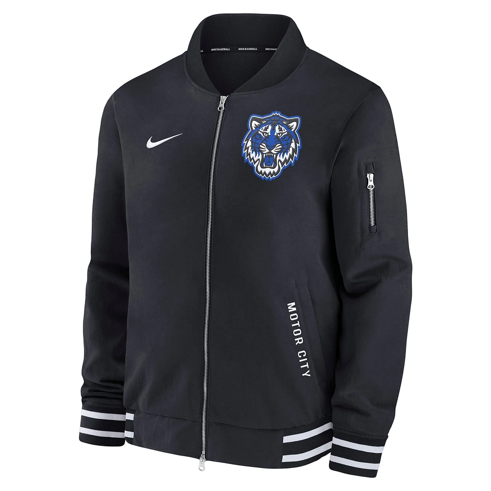 Men's Nike  Black Detroit Tigers Authentic Collection City Connect Full-Zip Bomber Jacket