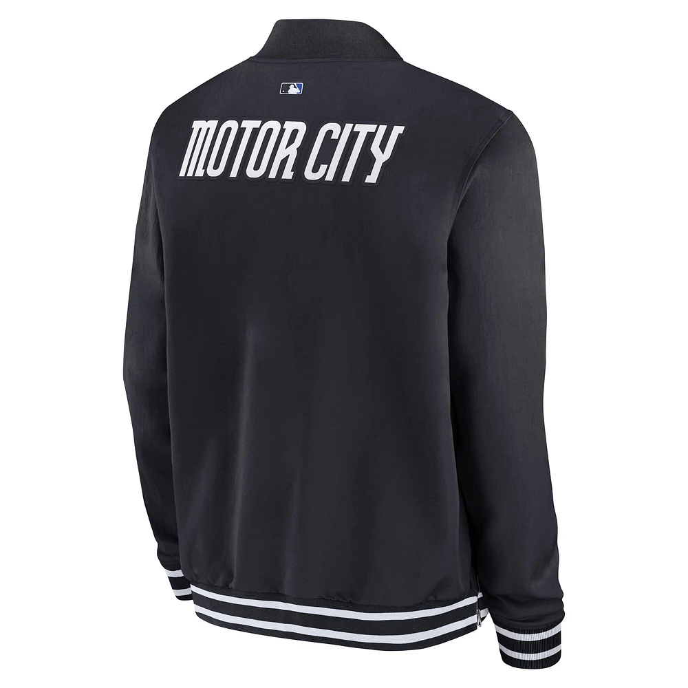 Men's Nike  Black Detroit Tigers Authentic Collection City Connect Full-Zip Bomber Jacket