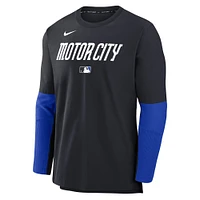 Men's Nike  Black Detroit Tigers Authentic Collection City Connect Lightweight Player Tri-Blend Performance Long Sleeve T-Shirt