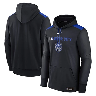 Men's Nike  Black Detroit Tigers Authentic Collection City Connect Therma Pullover Hoodie