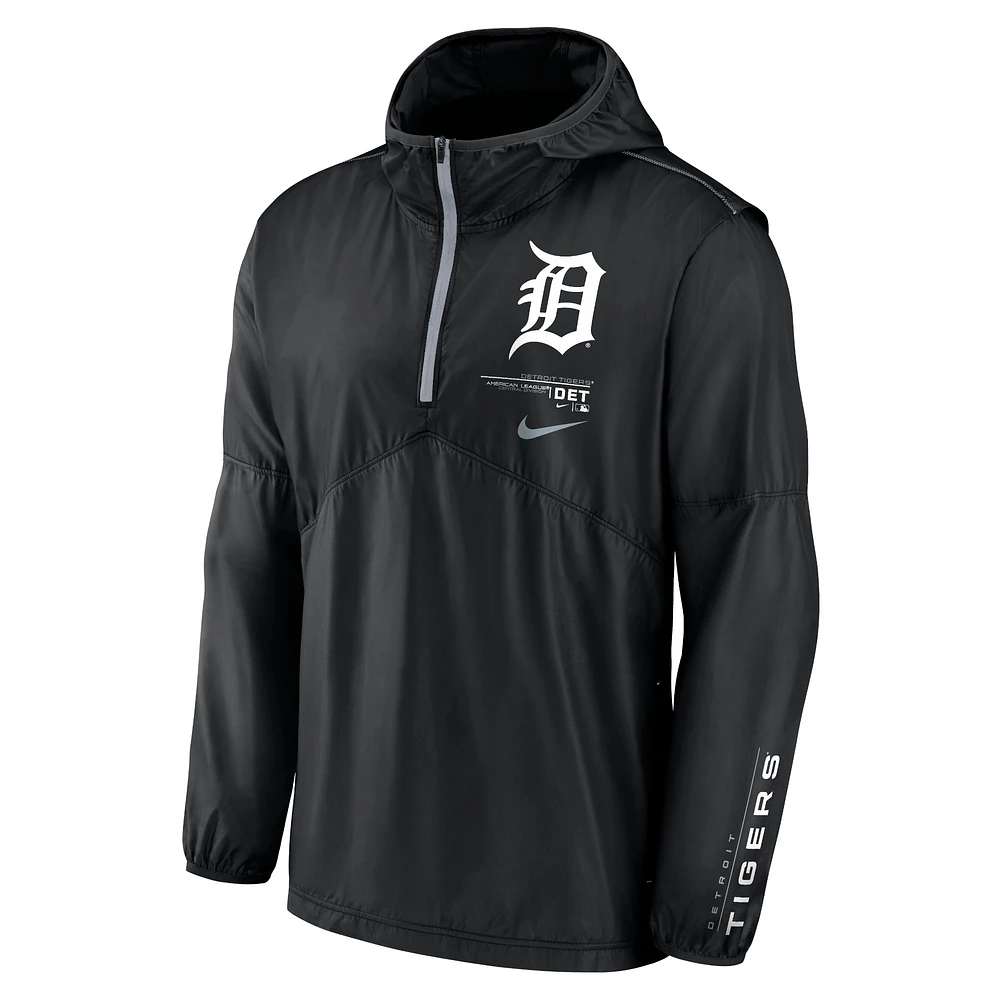 Men's Nike Black Detroit Tigers Authentic Night Game Performance Half-Zip Windbreaker