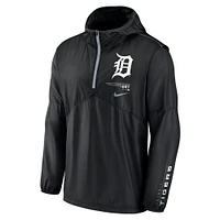 Men's Nike Black Detroit Tigers Authentic Night Game Performance Half-Zip Windbreaker