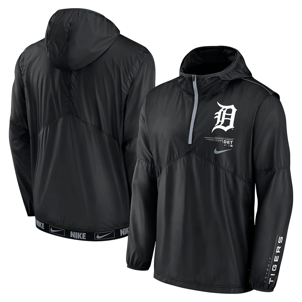 Coupe-vent à demi-glissière Nike Detroit Tigers Authentic Night Game Performance pour homme - Noir