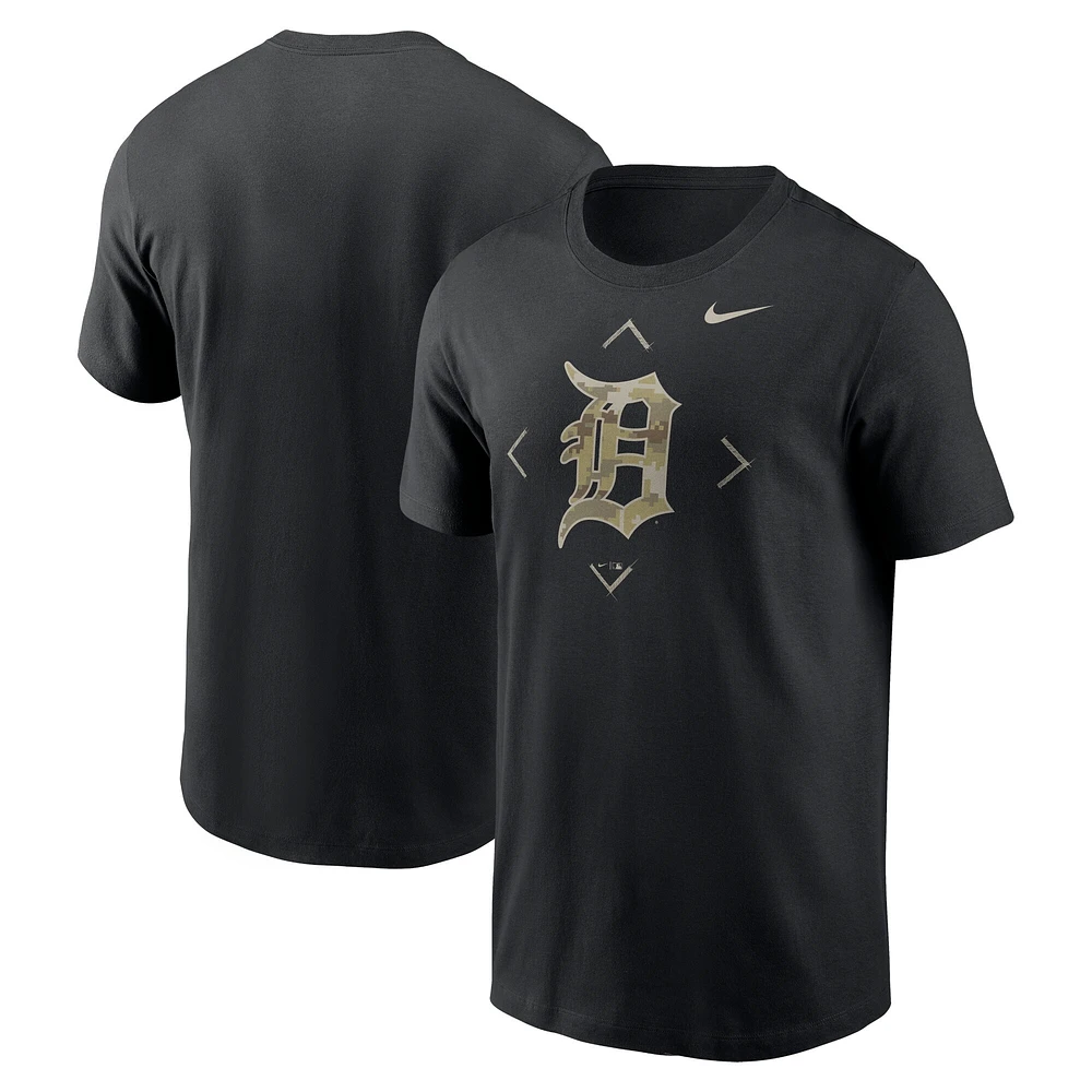 T-shirt à logo camouflage Detroit Tigers Nike noir pour homme