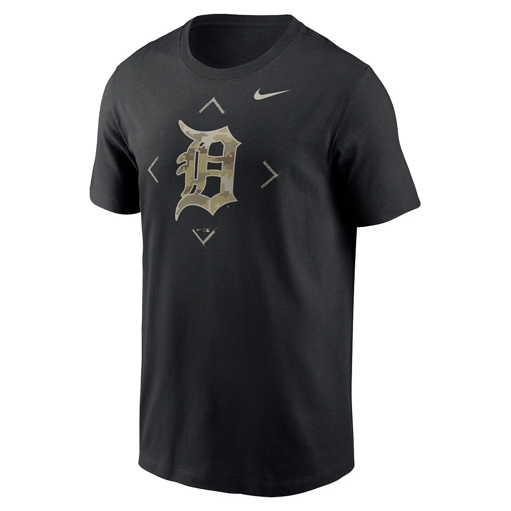 T-shirt à logo camouflage Detroit Tigers Nike noir pour homme