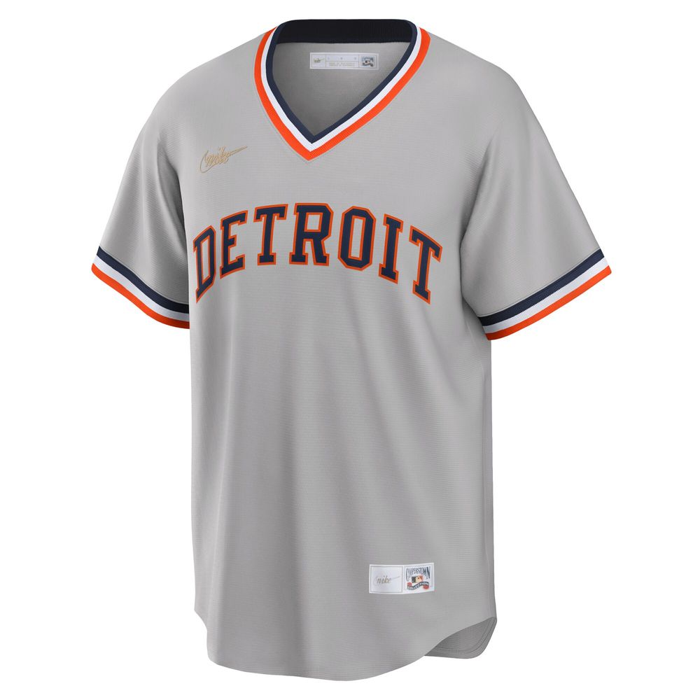 Men's Nike Gray Detroit Tigers Road Cooperstown Collection Team Jersey