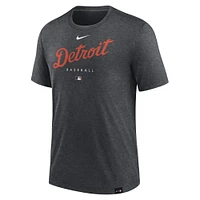 T-shirt de performance à trois mélanges Nike Heather Charcoal Detroit Tigers Authentic Collection Early Work pour homme