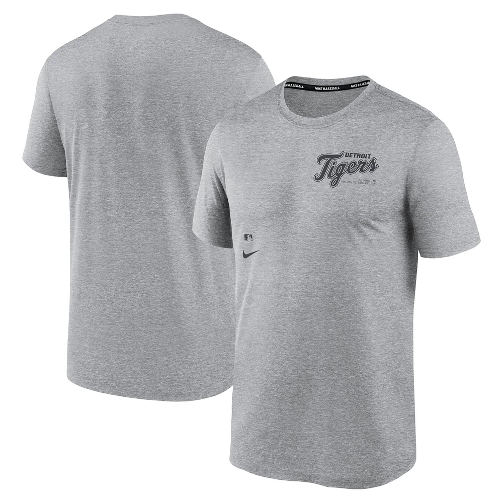 T-shirt Nike Heather Charcoal Detroit Tigers Authentic Collection Early Work Tri-Blend Performance pour homme