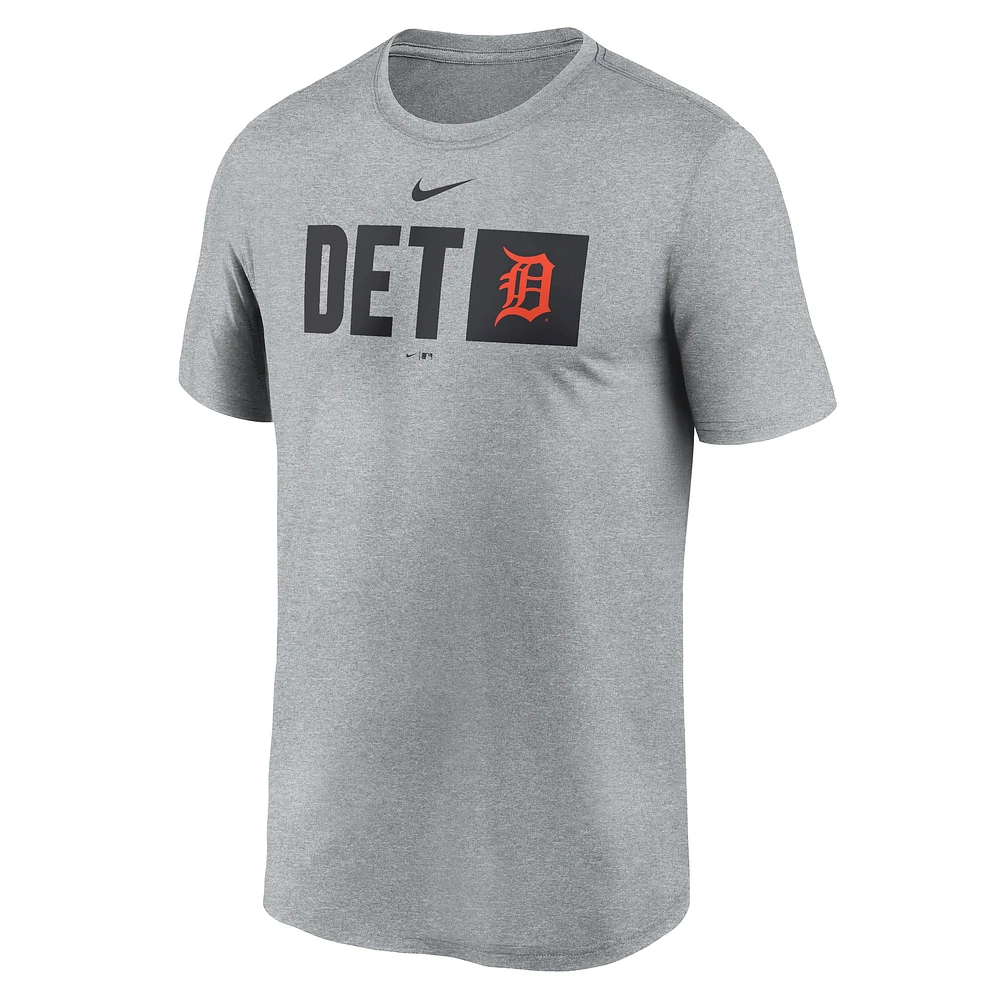 Men's Nike  Heather Gray Detroit Tigers Tricode Legend Performance T-Shirt