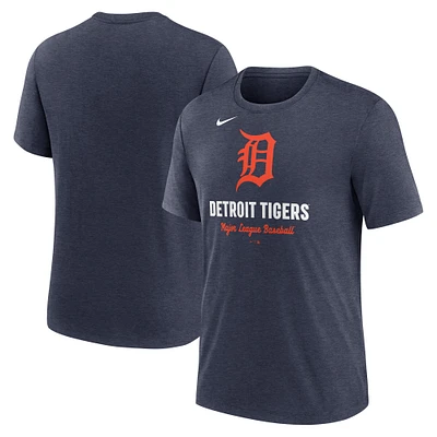 T-shirt Nike bleu marine chiné pour homme avec logo des Detroit Tigers