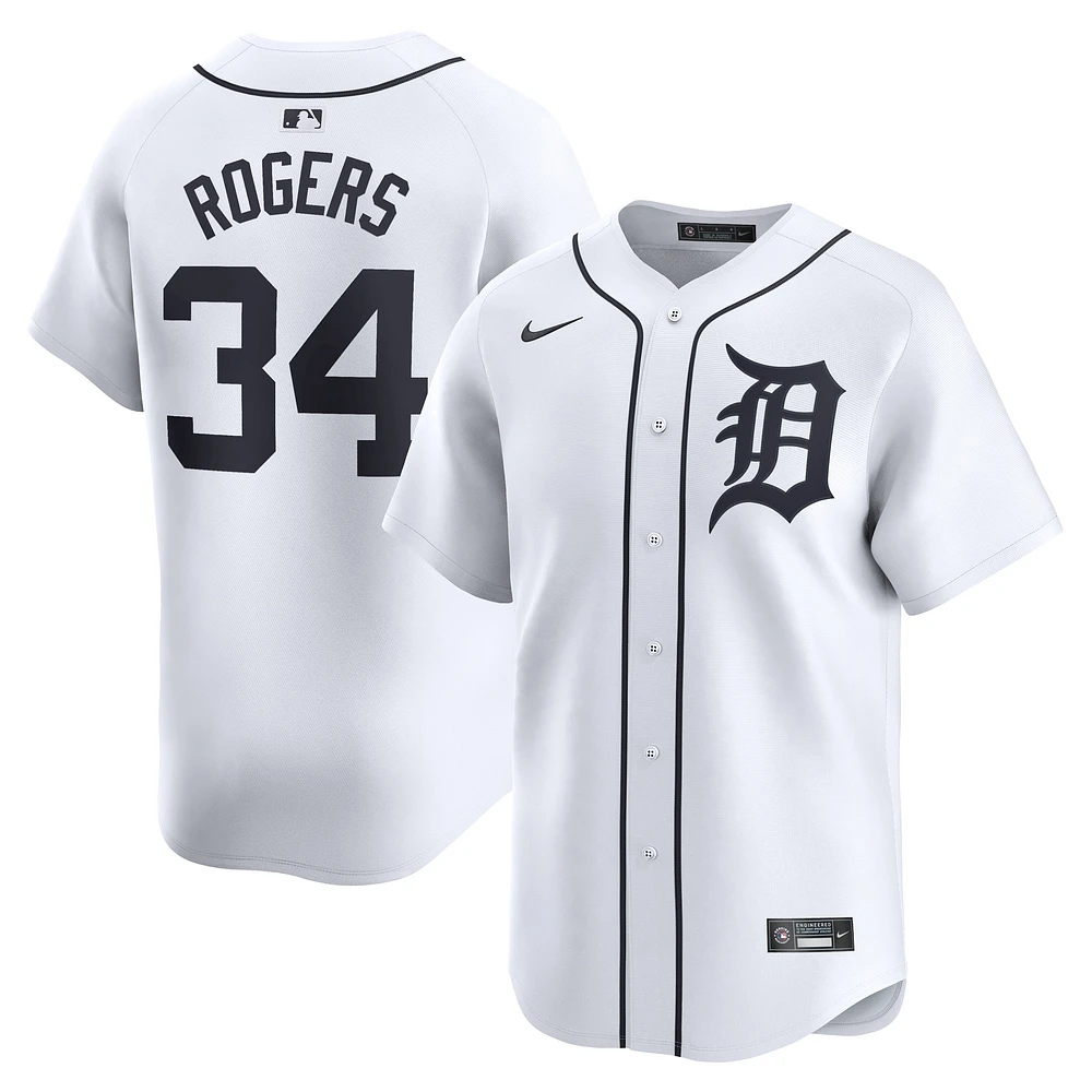 Men's Nike Jake Rogers White Detroit Tigers Home Limited Player Jersey