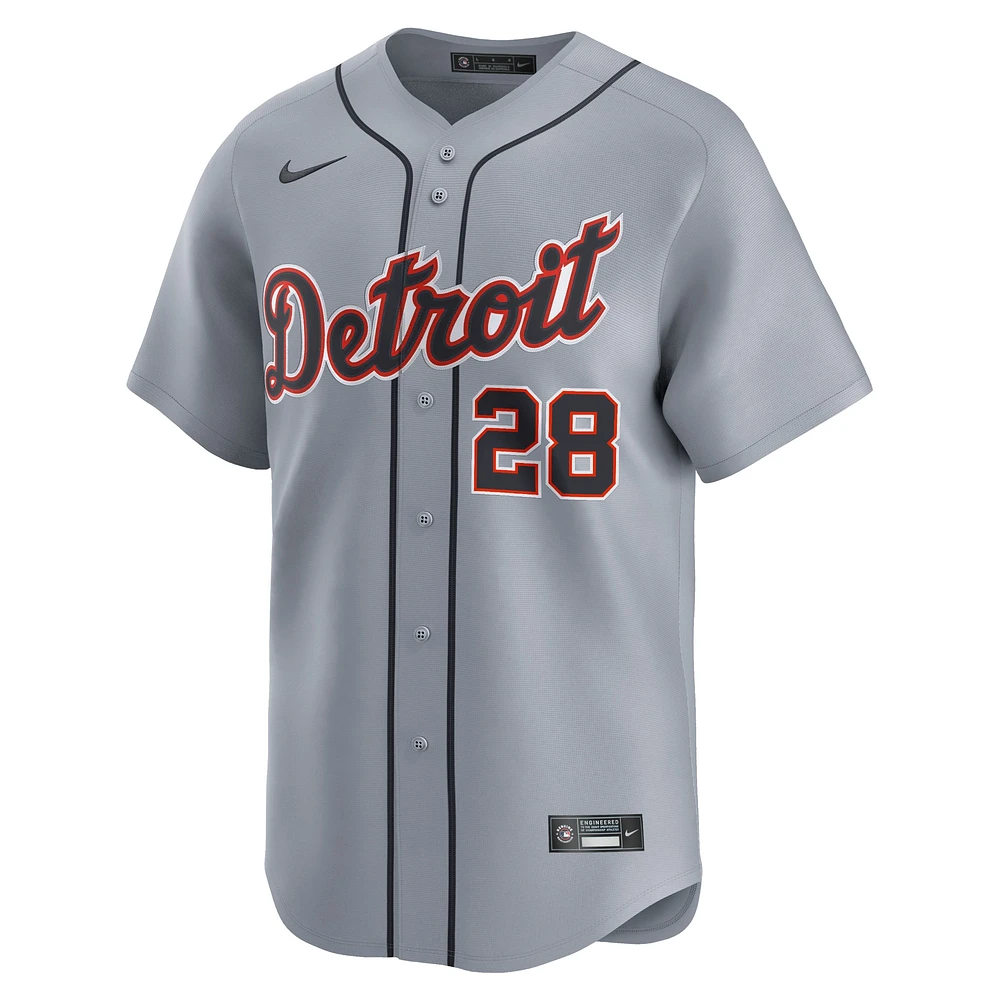 Men's Nike Javier Baez Gray Detroit Tigers Road Limited Player Jersey