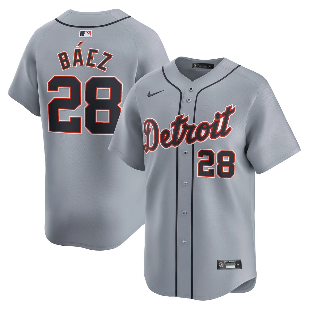 Maillot Nike Javier Baez pour homme, gris, Detroit Tigers Road Limited, joueur