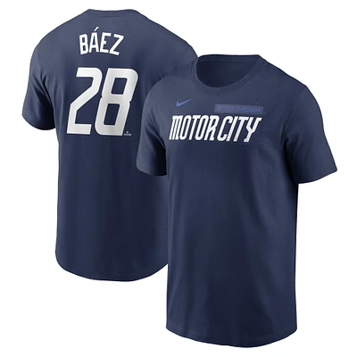 T-shirt Nike Javier Baez pour homme, bleu marine, Detroit Tigers 2024 City Connect Fuse avec nom et numéro