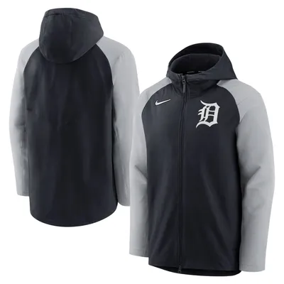 Detroit Tigers Nike Authentic Collection Performance Raglan Full-Zip Hoodie - Navy/Gray