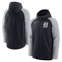 Men's Nike Navy/Gray Detroit Tigers Authentic Collection Performance Raglan Full-Zip Hoodie