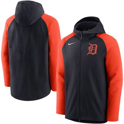 Men's Nike Navy/Orange Detroit Tigers Authentic Collection Player - Full-Zip Hoodie Jacket