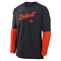 Men's Nike Navy/Orange Detroit Tigers Authentic Collection Player Lightweight Performance Long Sleeve Top
