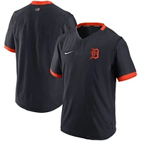 Veste à enfiler chaude manches courtes Nike pour hommes, bleu marine/orange, Detroit Tigers Authentic Collection