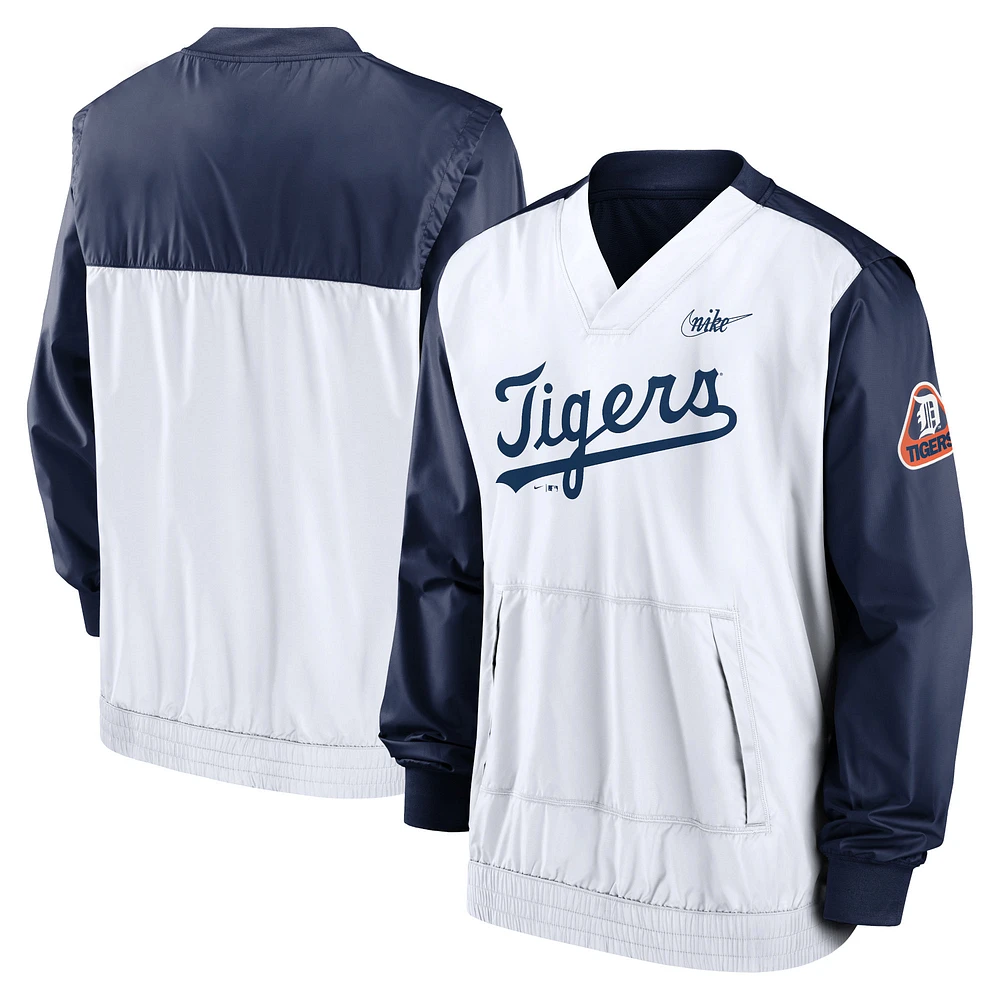 Coupe-vent à col en V Nike pour hommes, bleu marine/blanc, Detroit Tigers Cooperstown Collection