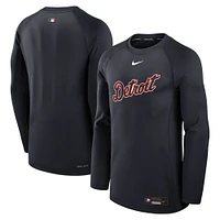 T-shirt Nike bleu marine Detroit Tigers Authentic Collection Game Time Performance à manches longues raglan pour homme