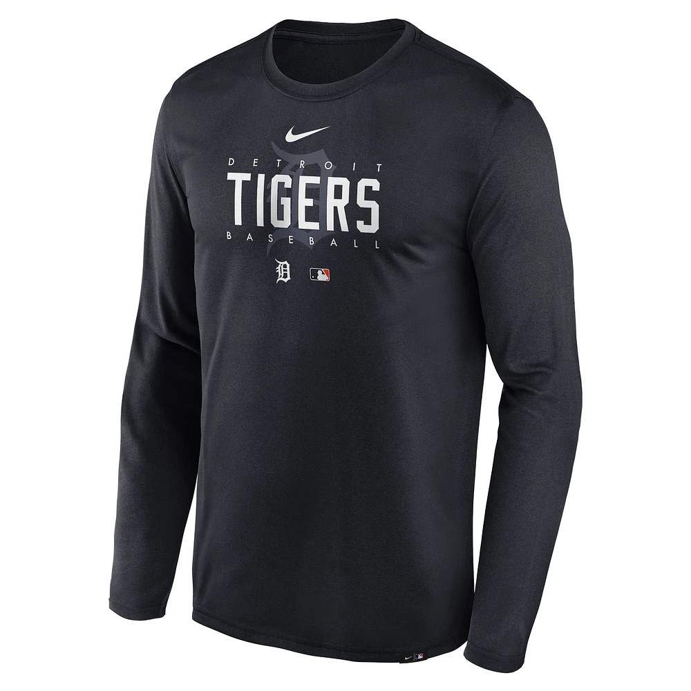 T-shirt à manches longues Nike Detroit Tigers Authentic Collection Legend Performance pour homme - Bleu marine