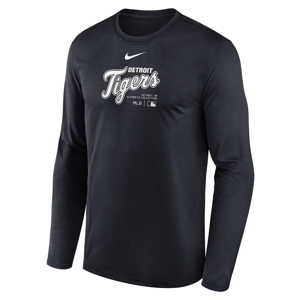 Men's Nike Navy Detroit Tigers Authentic Collection Performance Long Sleeve T-Shirt