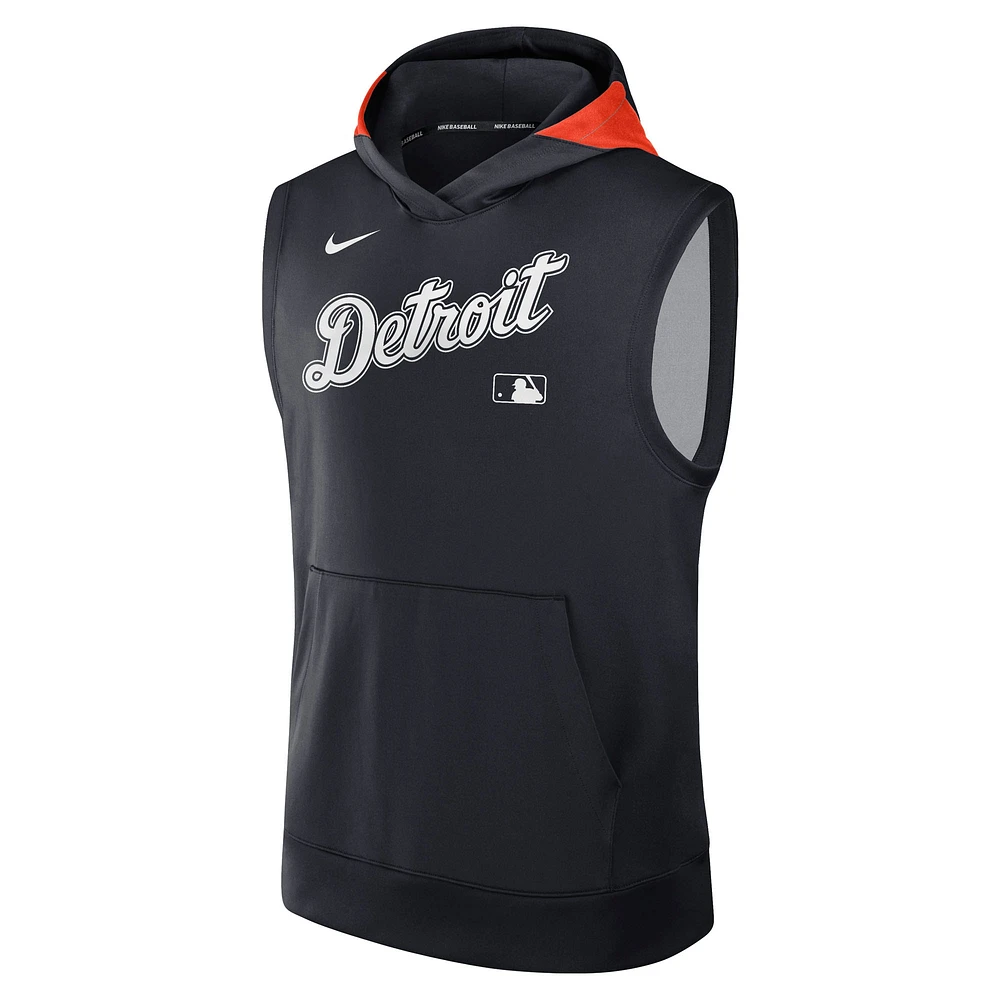 Men's Nike Navy Detroit Tigers Authentic Collection Performance Sleeveless Pullover Hoodie