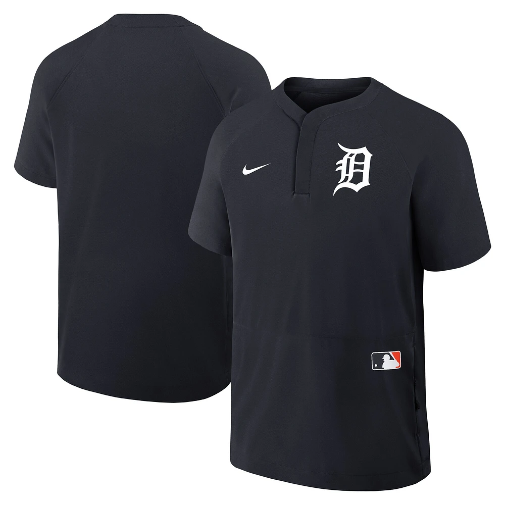 Coupe-vent à manches courtes raglan Nike bleu marine Detroit Tigers Authentic Collection pour homme