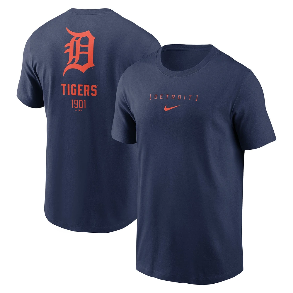 T-shirt Nike pour hommes, bleu marine, Detroit Tigers, grand logo dans le dos