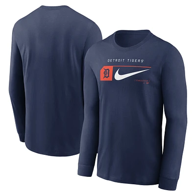 T-shirt à manches longues Nike bleu marine Detroit Tigers avec logo local Swoosh Lockup pour homme