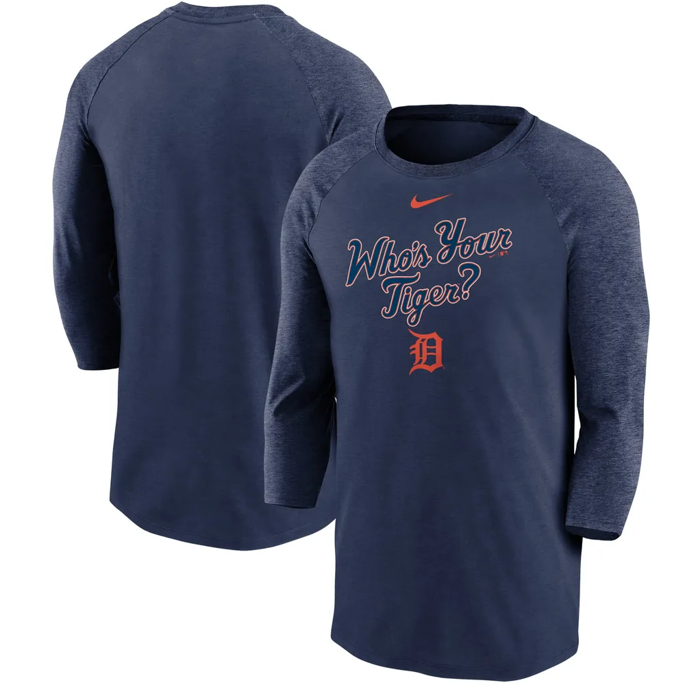 Lids Detroit Tigers Nike Local Phrase Tri-Blend 3/4-Sleeve Raglan T-Shirt -  Navy