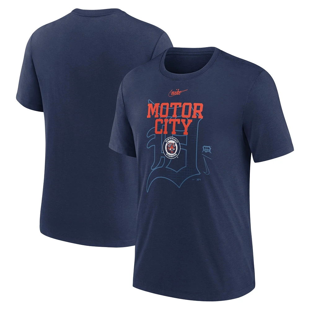 Men's Nike  Navy Detroit Tigers Rewind Retro Tri-Blend T-Shirt