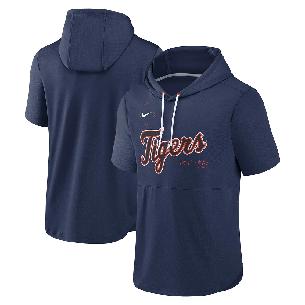 Chandail à capuchon enfiler manches courtes pour homme Detroit Tigers Springer Nike bleu marine