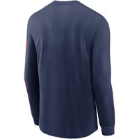 Men's Nike Navy Detroit Tigers Team Slider Tri-Blend - Long Sleeve T-Shirt