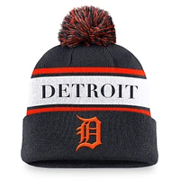 Bonnet en tricot à revers Nike pour hommes des Detroit Tigers Team Stripe Peak avec pompon