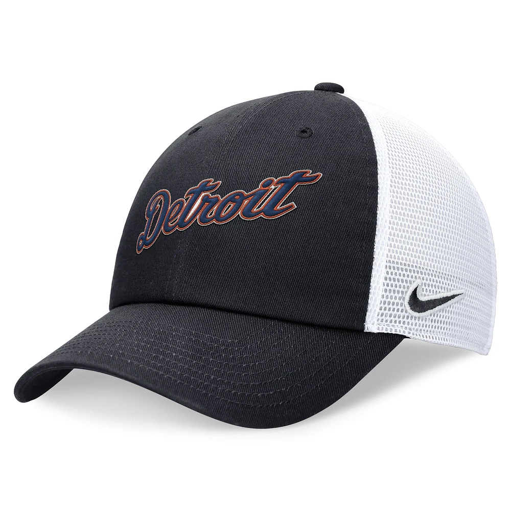 Men's Nike Navy Detroit Tigers Wordmark Adjustable Trucker Hat