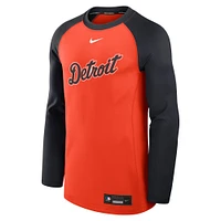 Men's Nike /Navy Detroit Tigers Authentic Collection Game Time Raglan Performance Long Sleeve T-Shirt
