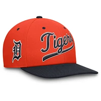 Casquette Nike Pro Performance Snapback Orange/Navy Detroit Tigers Cooperstown Collection pour homme