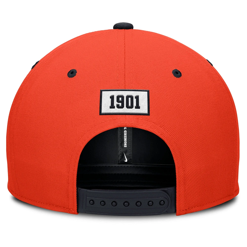 Casquette Nike Pro Performance Snapback Orange/Navy Detroit Tigers Cooperstown Collection pour homme