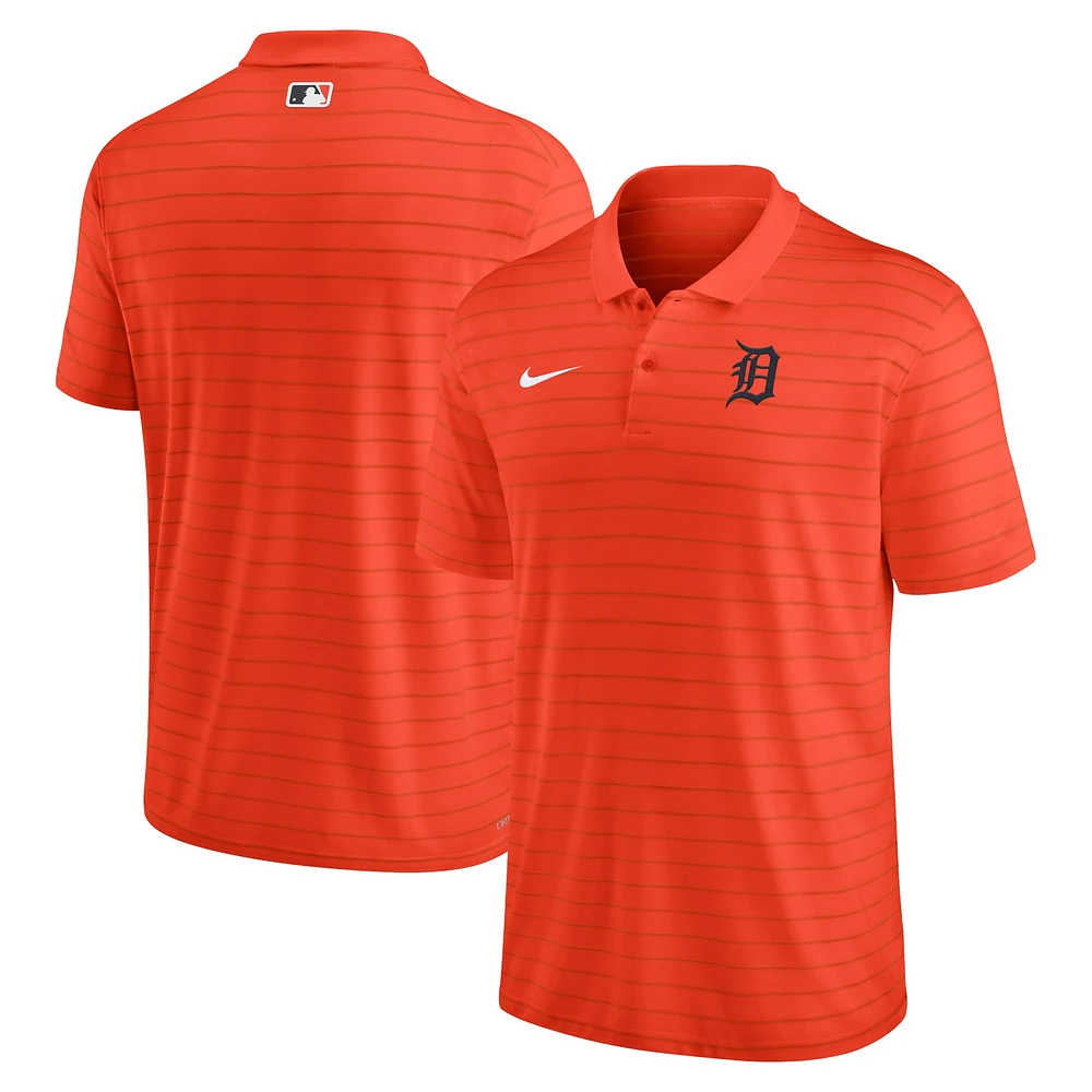 Polo Performance à rayures Victory pour homme Orange Detroit Tigers Authentic Collection